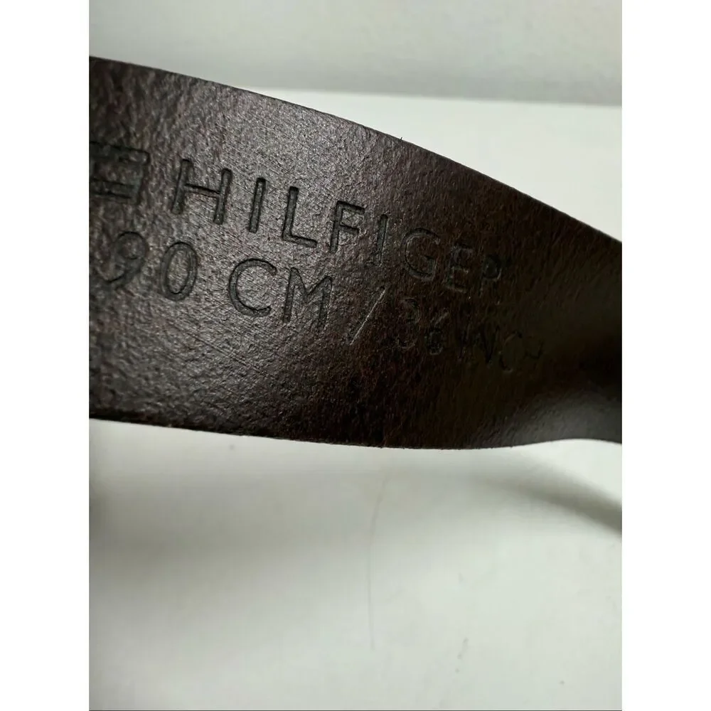Tommy Hilfiger Brown Genuine Leather Belt Size 36” See Description